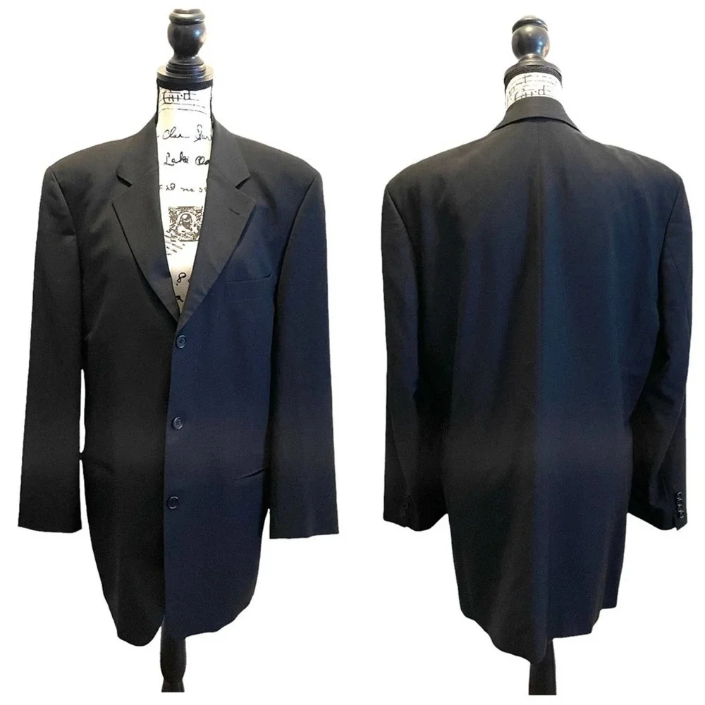 HUGO BOSS Suit Blazer Jacket Black Size 42T Tall Wool Einstein Omega Formal